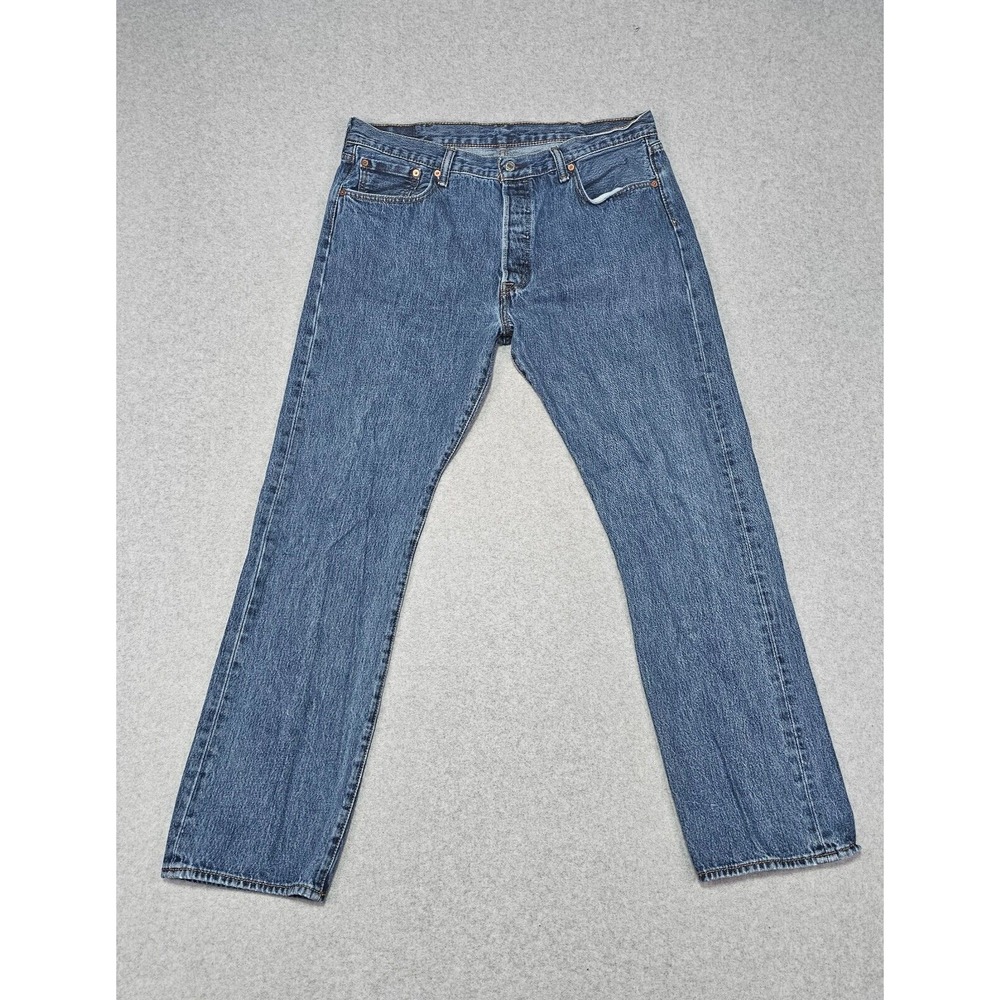 Levi's 501 Jeans Men's 38x34 *32 Button Fly Denim Blue Medium Wash Cotton Cowboy